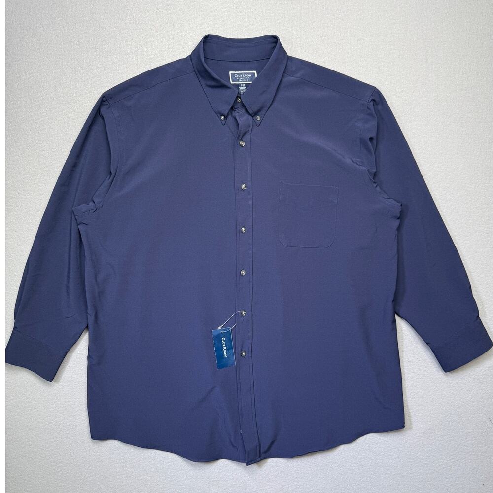 Club Room Men's Regular Fit Traveler Stripe Dress Shirt, Blue 17.5 32/33 $60